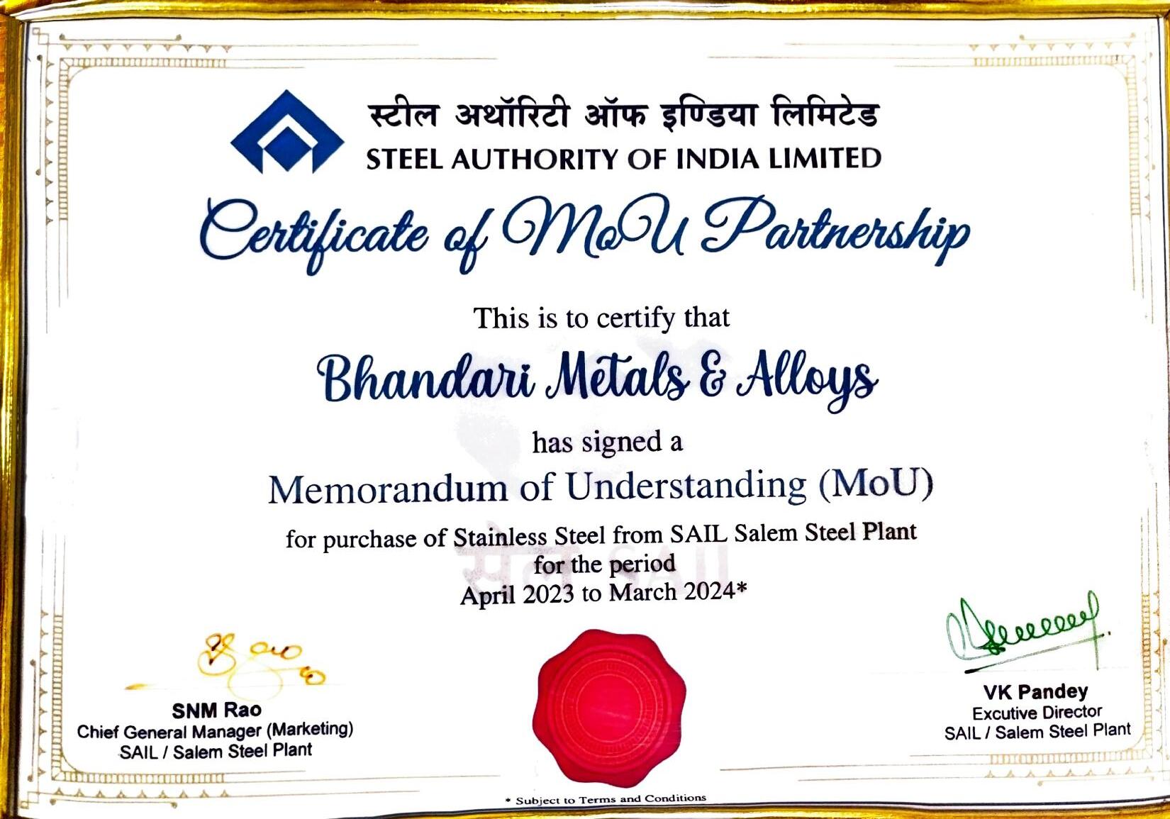 SAIL Authorized Partner certificate